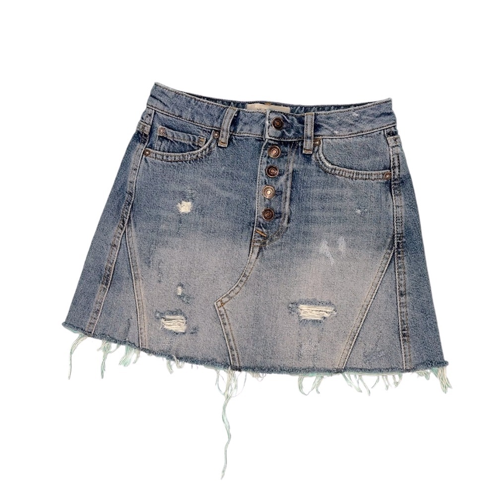 We The Free Distressed Denim Jean Mini Skirt 24/0